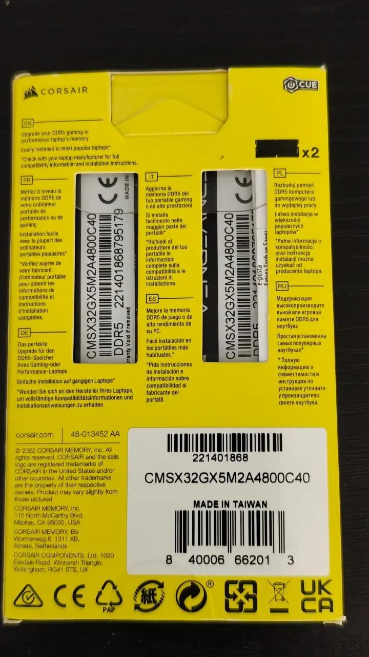 Оперативная память Corsair Vengeance SODIMM 32GB DDR5