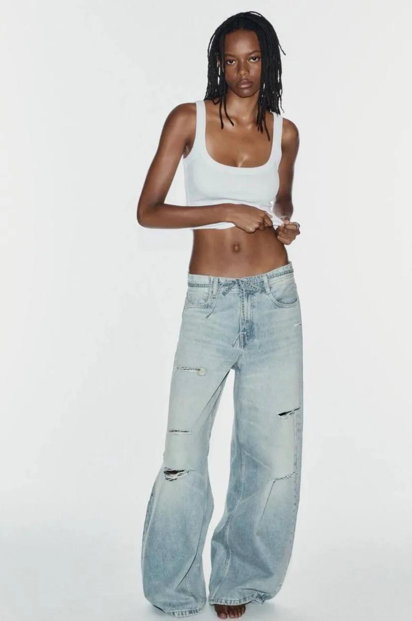 Голубые джинсы Zara baggy размера 32