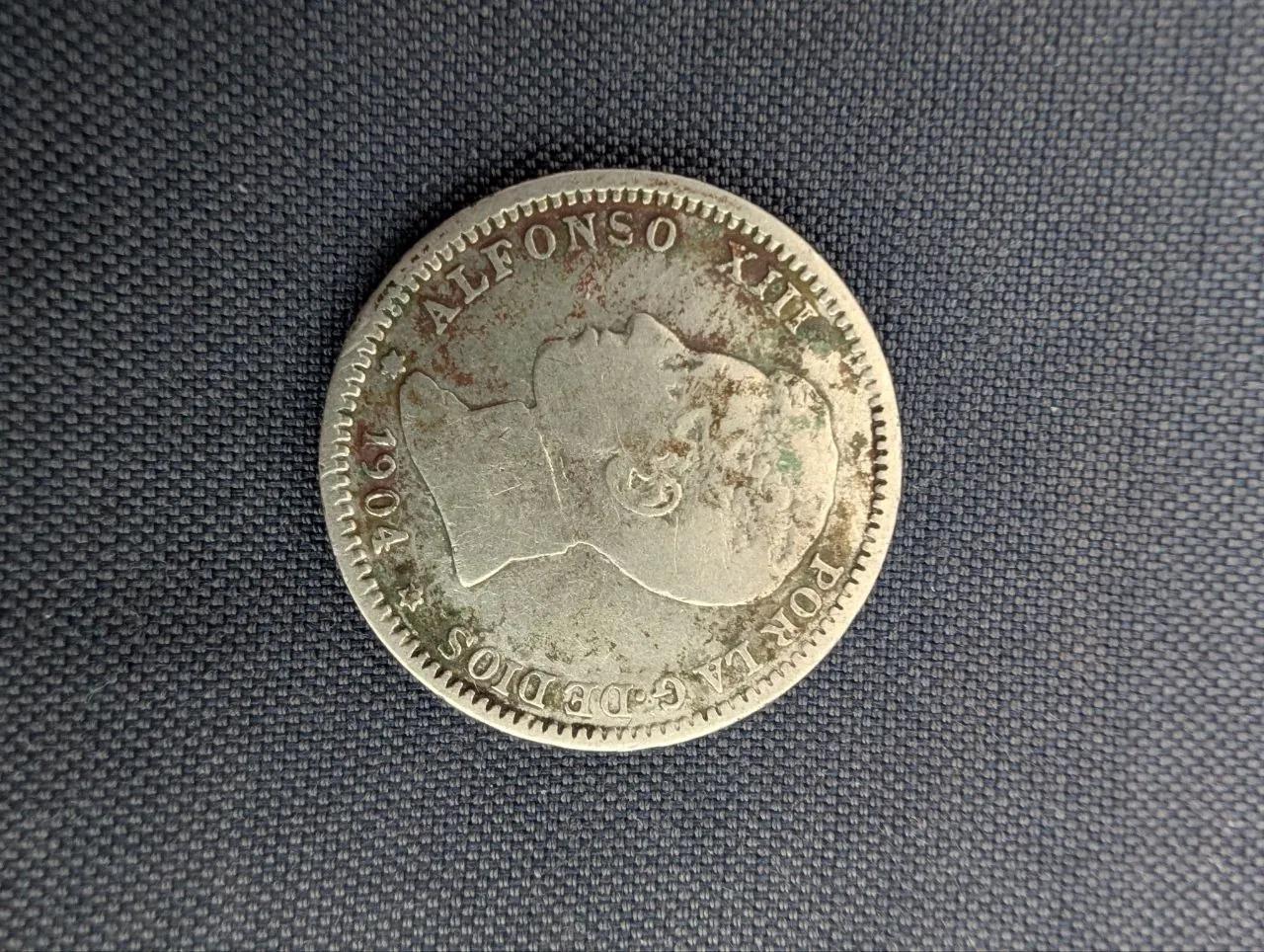 Серебряная испанская песета 1904 года