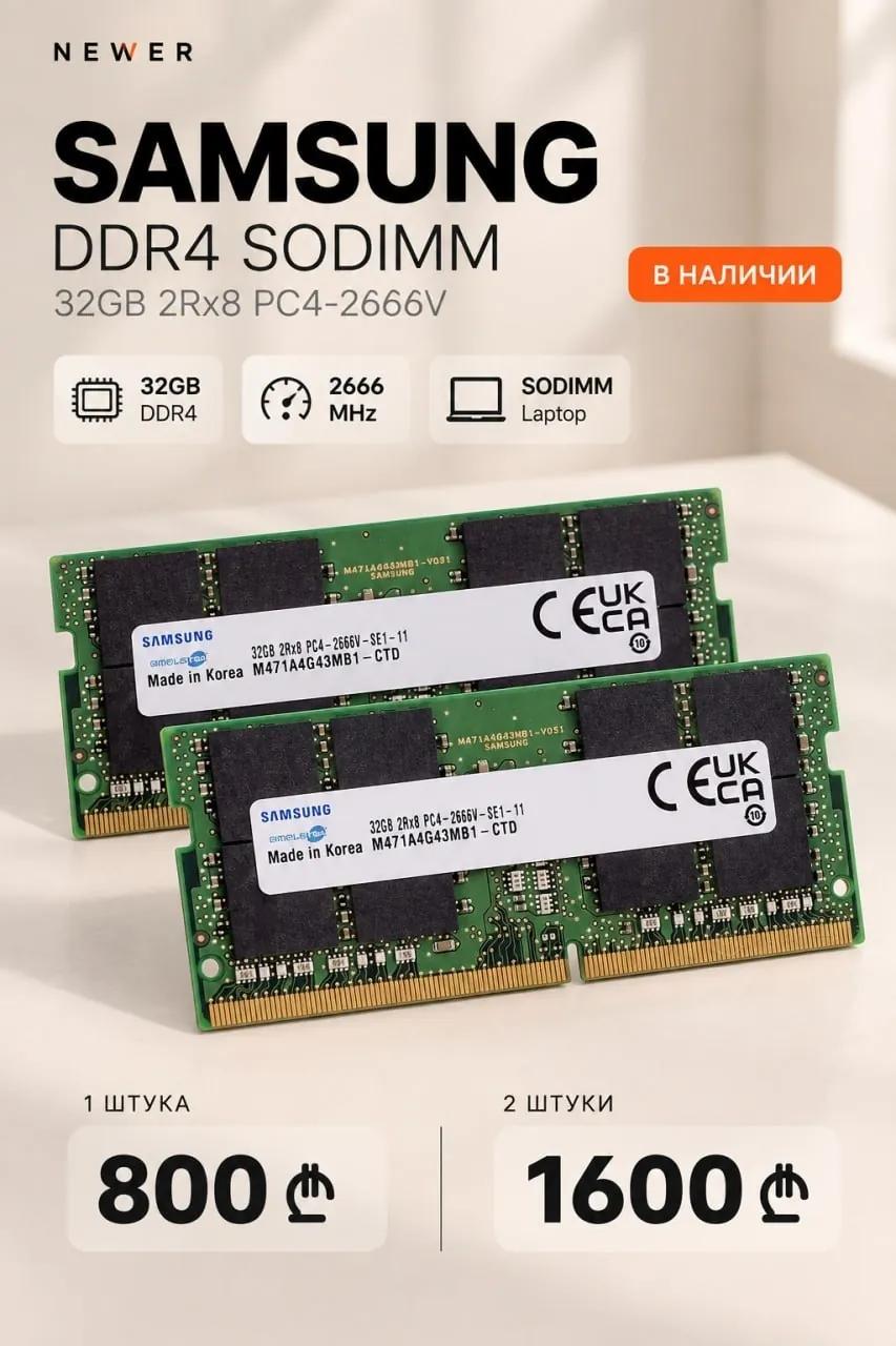 Оперативная память DDR4 32GB на 2 планки