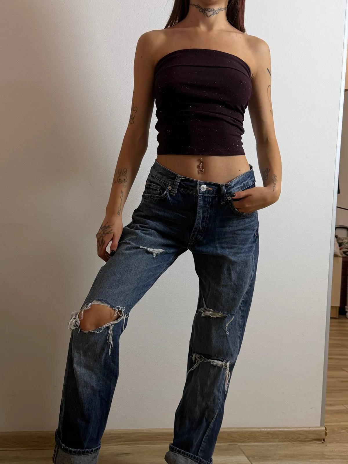 Топ и джинсы Bershka, размер XS