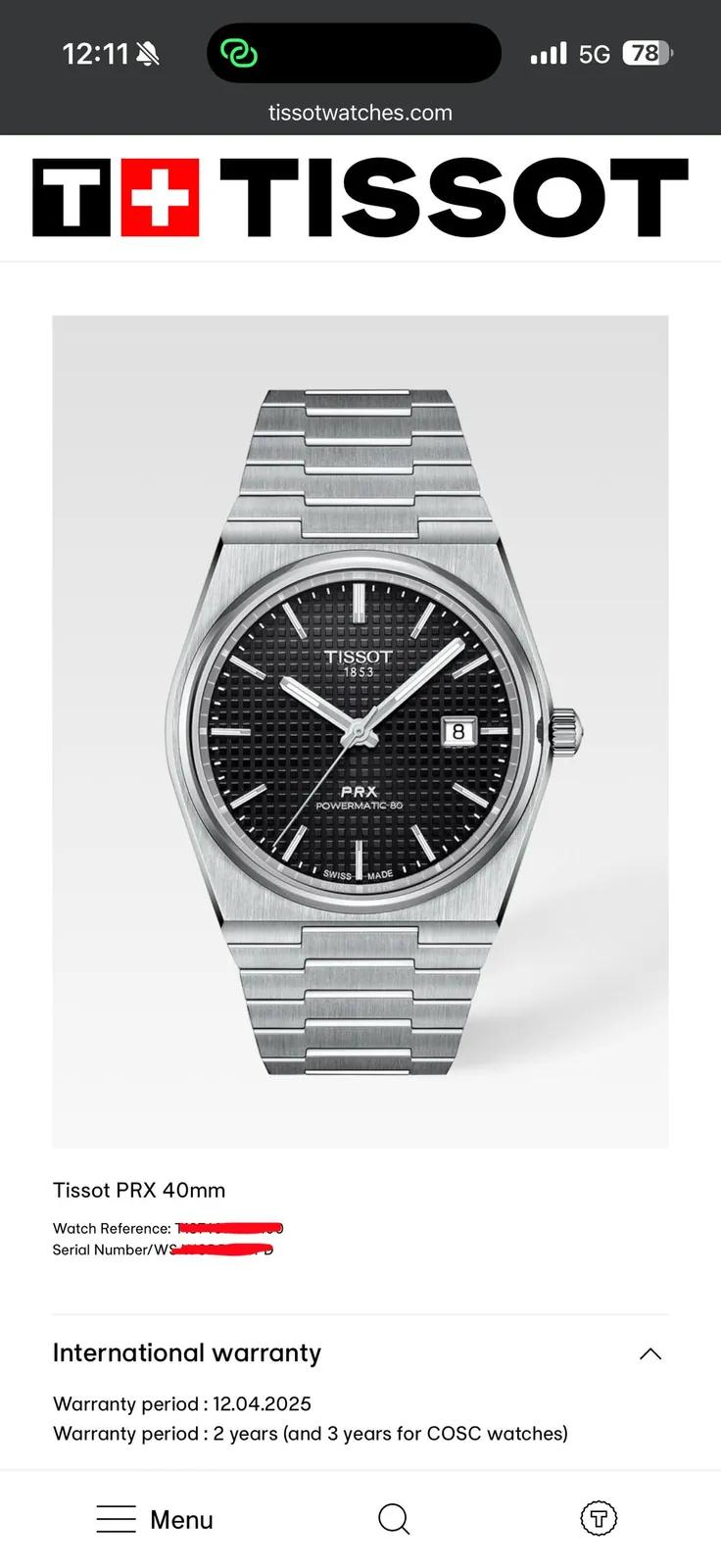 Часы Tissot PRX Powermatic 80