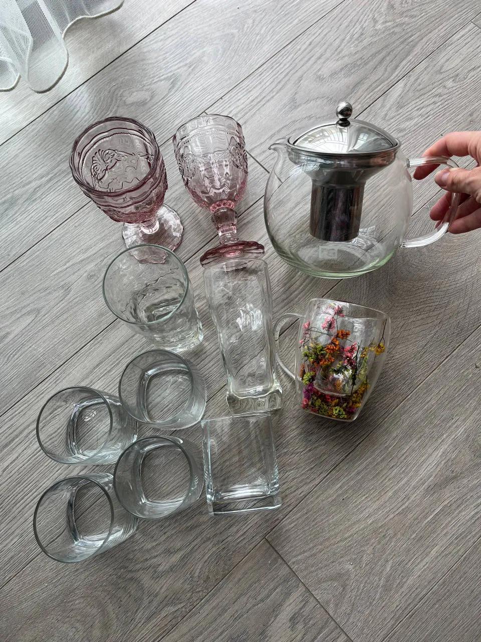 Бокалы, чайник, стаканы набор