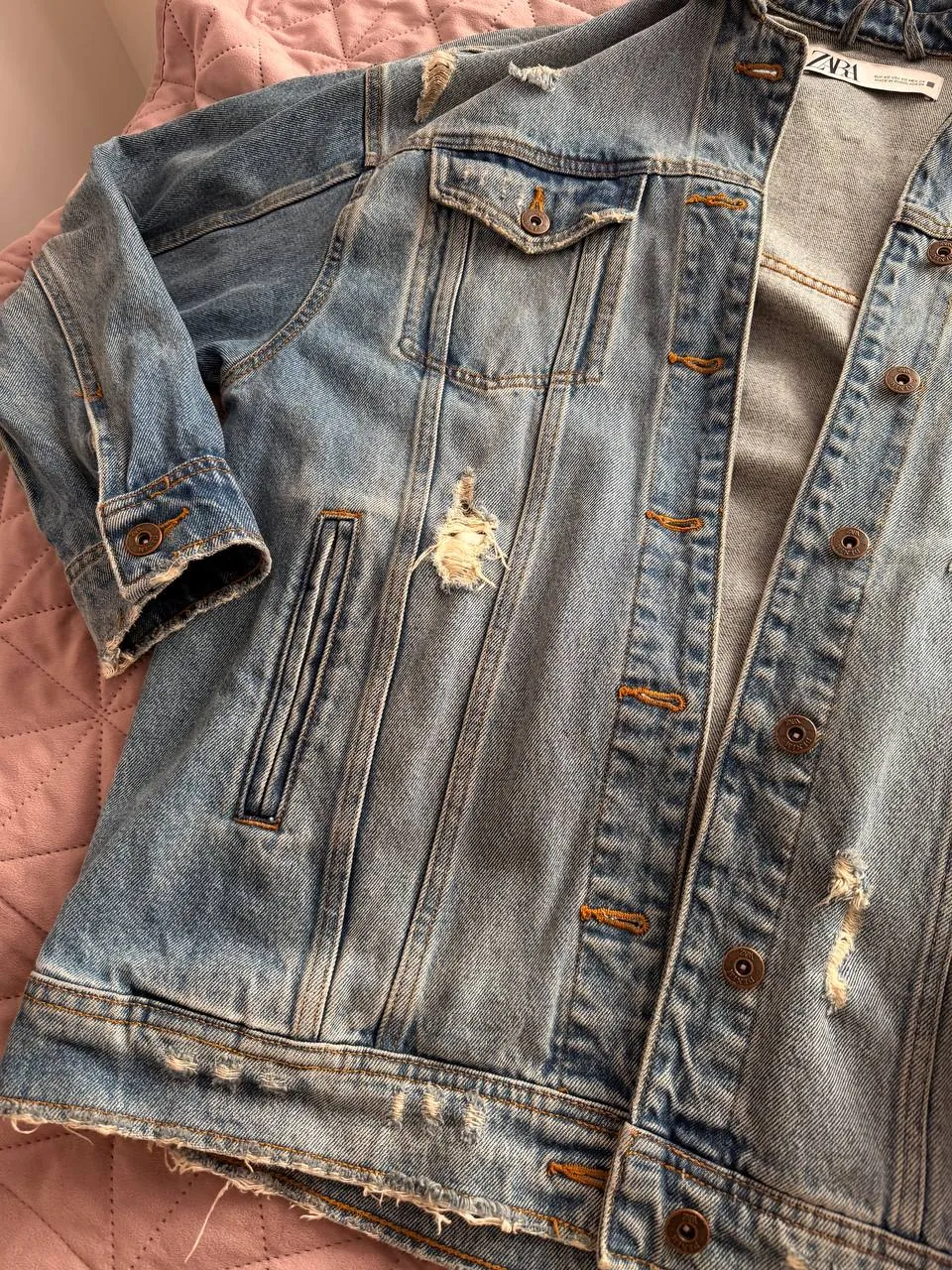 Джинсовая куртка Zara удлинённая 3