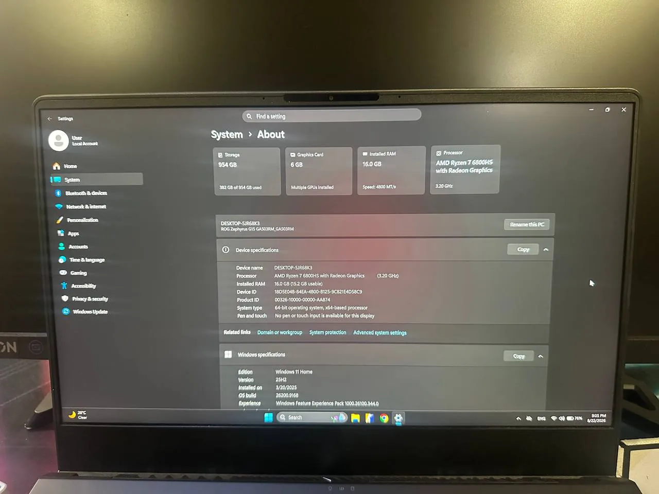 Ноутбук ASUS ROG Zephyrus G15 на гарантии 3