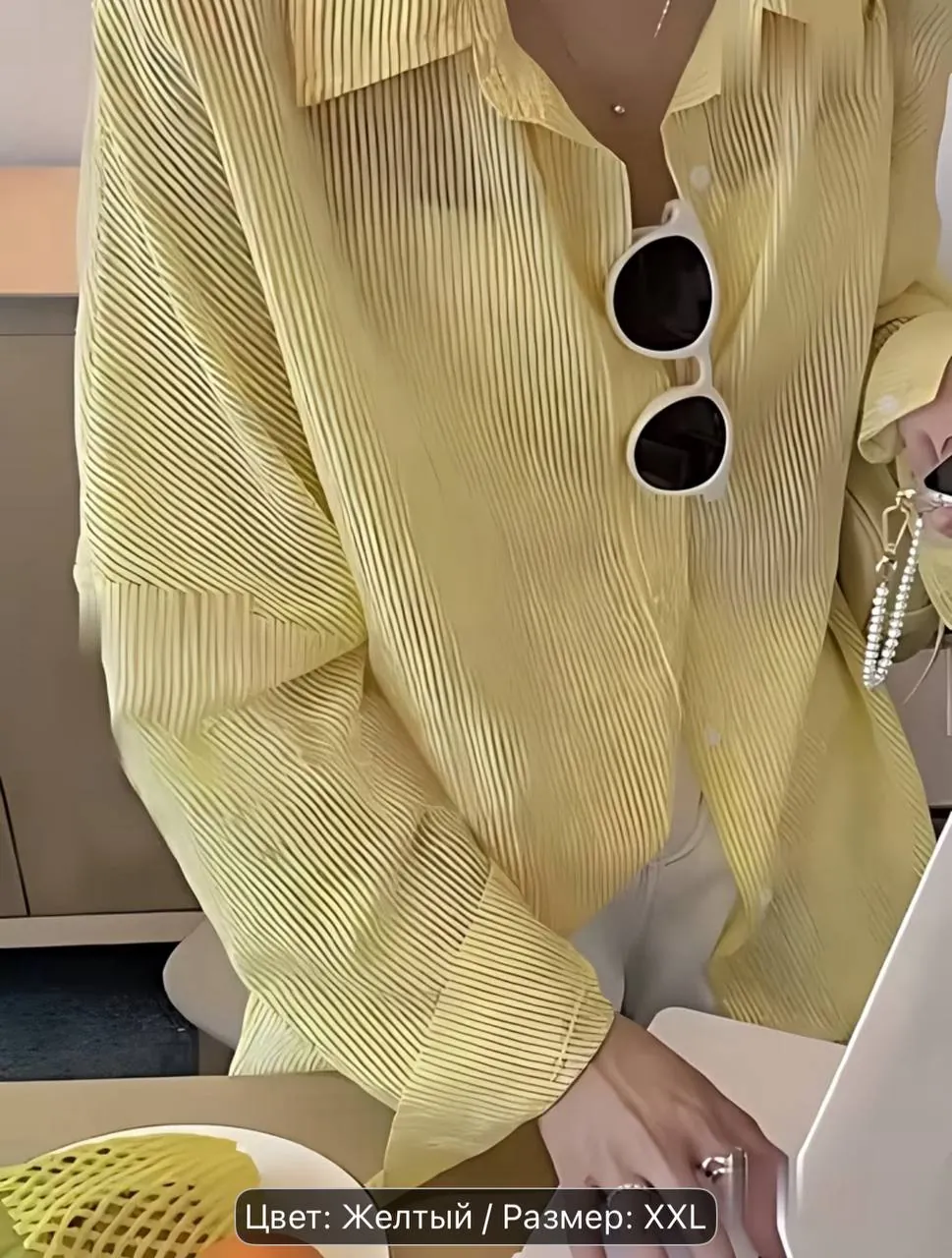 Жёлтая женская рубашка XL-2XL 2