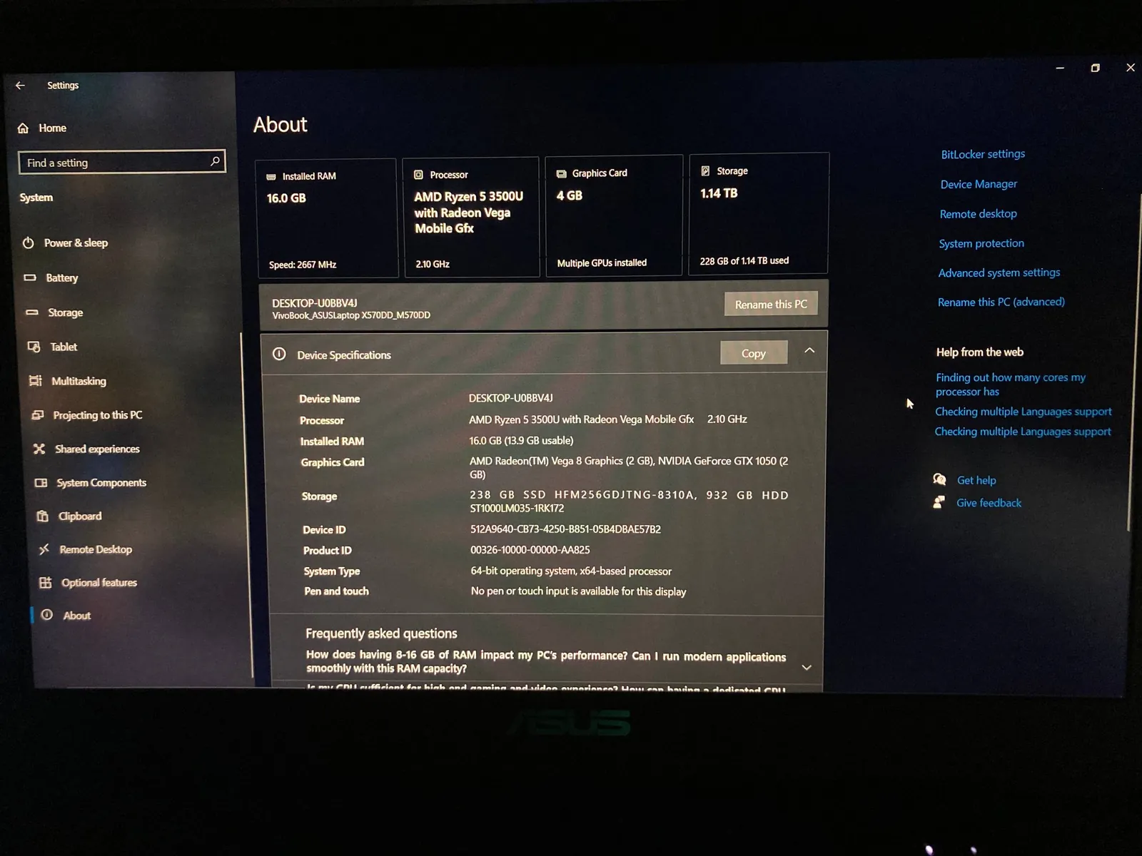Ноутбук Asus VivoBook Ryzen 5 GTX 1050 4