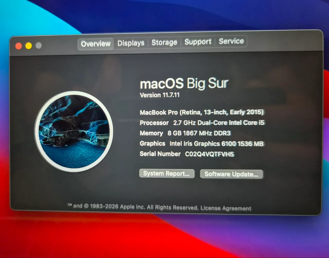 MacBook Pro 13 дюймов 2015 года 8