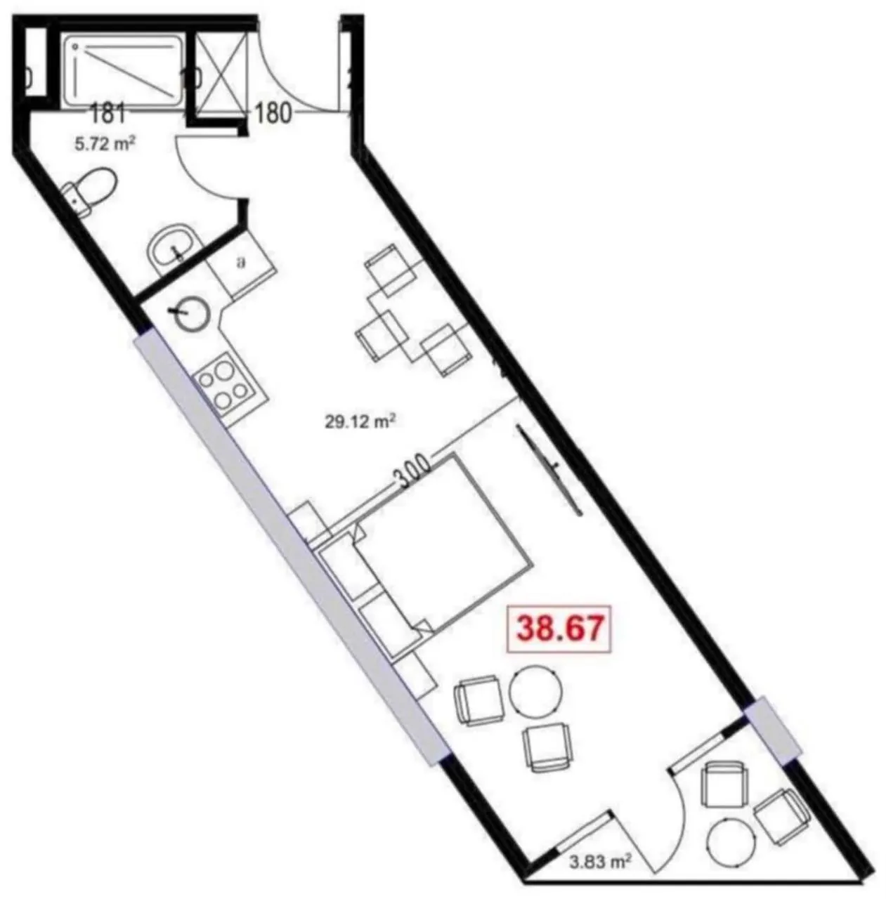 Квартира 39 м² на улице Ниджарадзе в Батуми 4