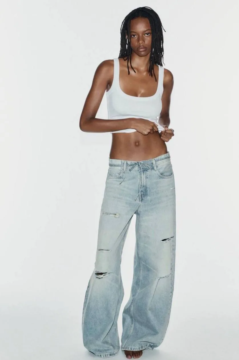 Голубые джинсы Zara baggy размера 32 1