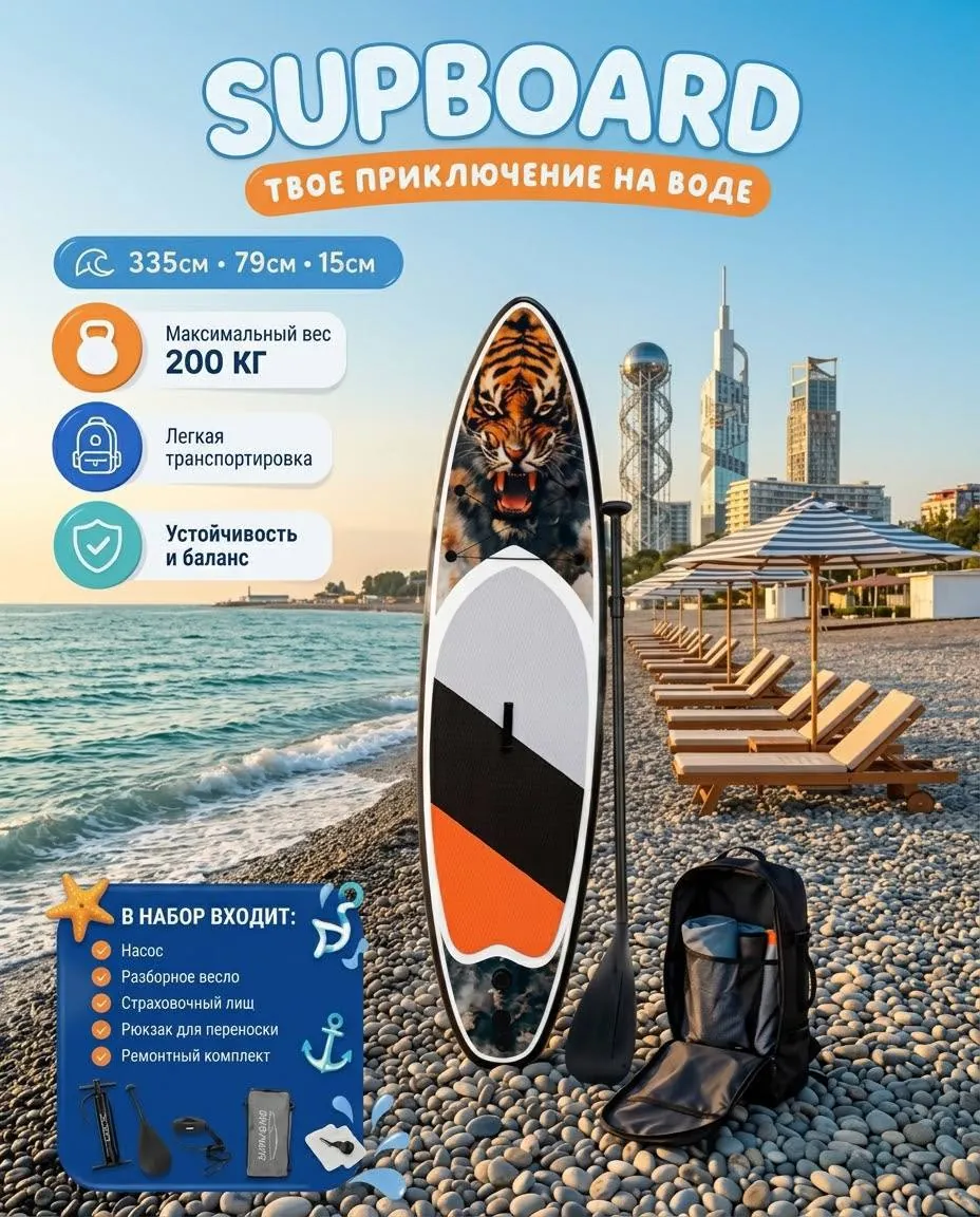 Надувной SUP-борд с полным комплектом 3