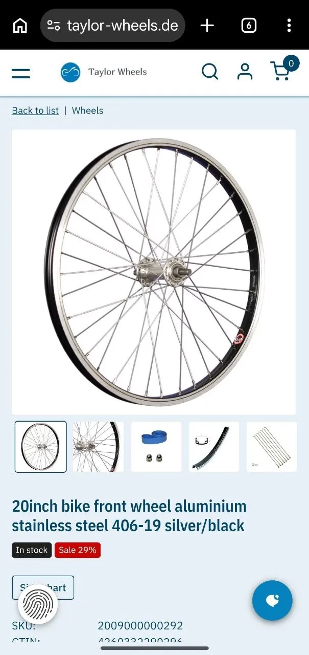 Переднее велосипедное колесо Taylor-Wheels 20 дюймов 1
