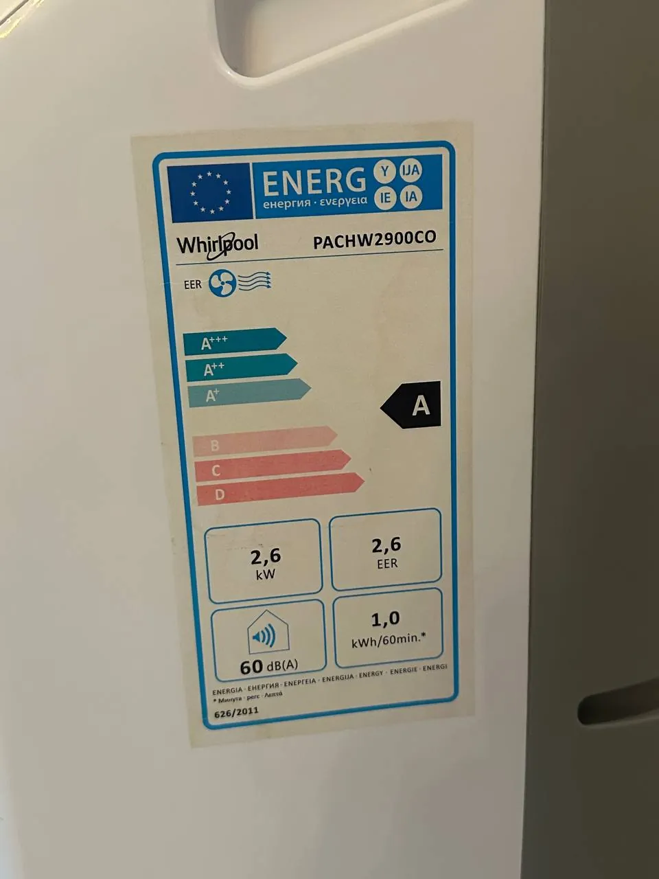 Мобильный кондиционер Whirlpool 9000 BTU 8
