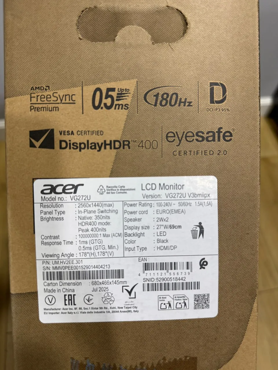 Игровой монитор Acer Nitro VG272U 27 дюймов 3