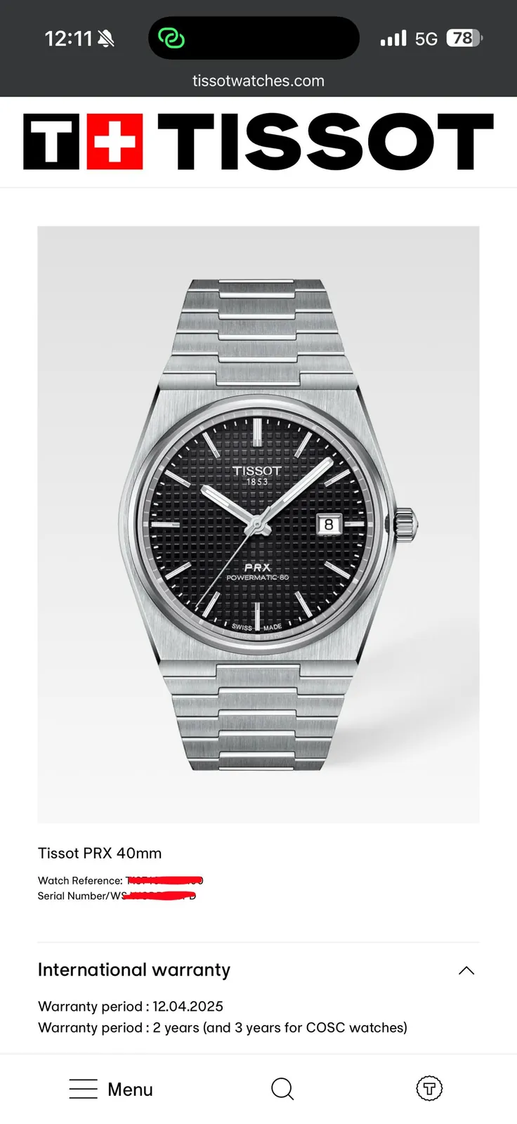 Часы Tissot PRX Powermatic 80 1