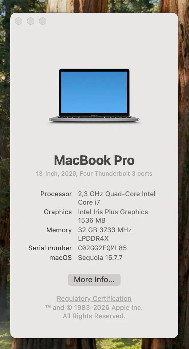 MacBook Pro 2020 13 дюймов i7 32GB/500GB 5