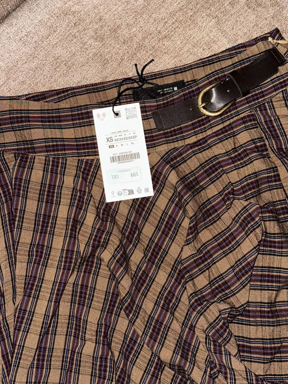 Асимметричная юбка Zara в клетку, размер XS 4