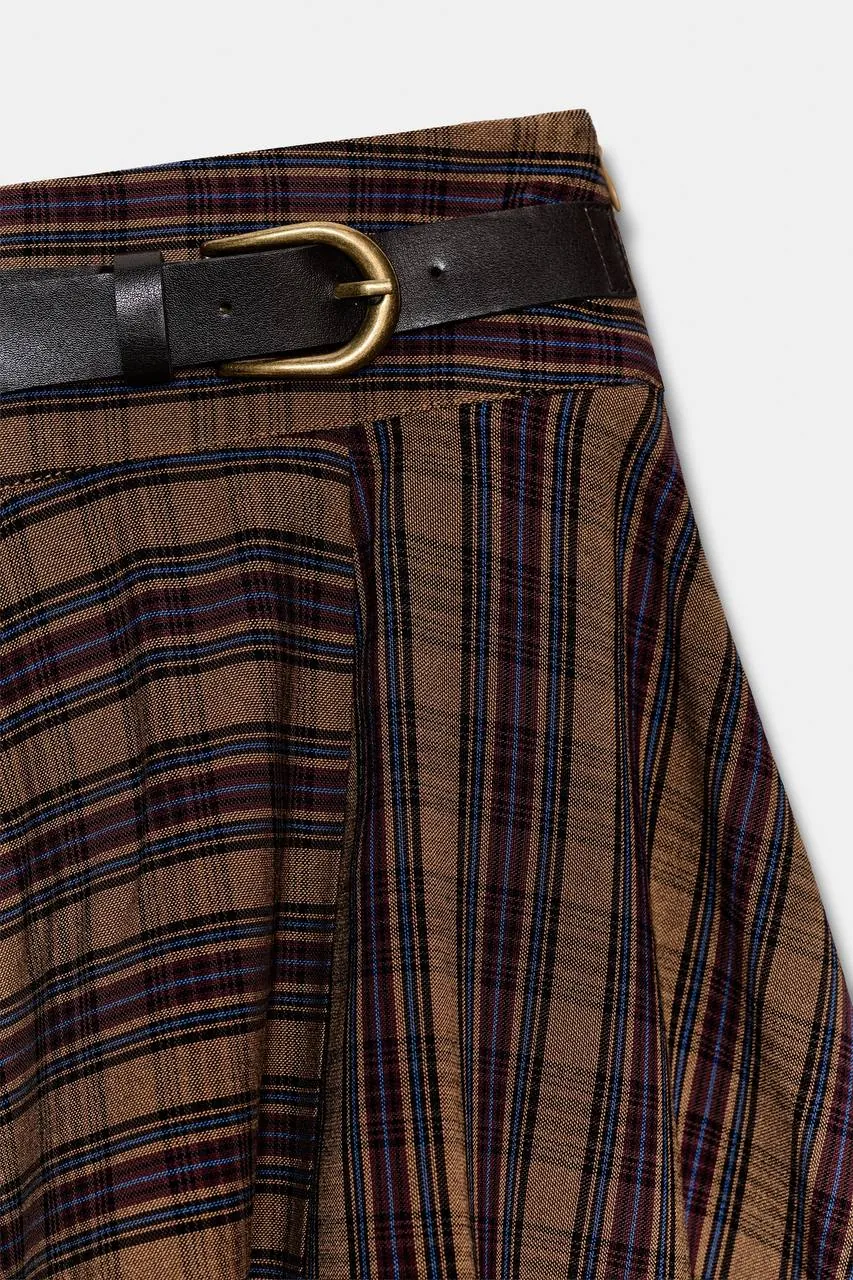 Асимметричная юбка Zara в клетку, размер XS 2