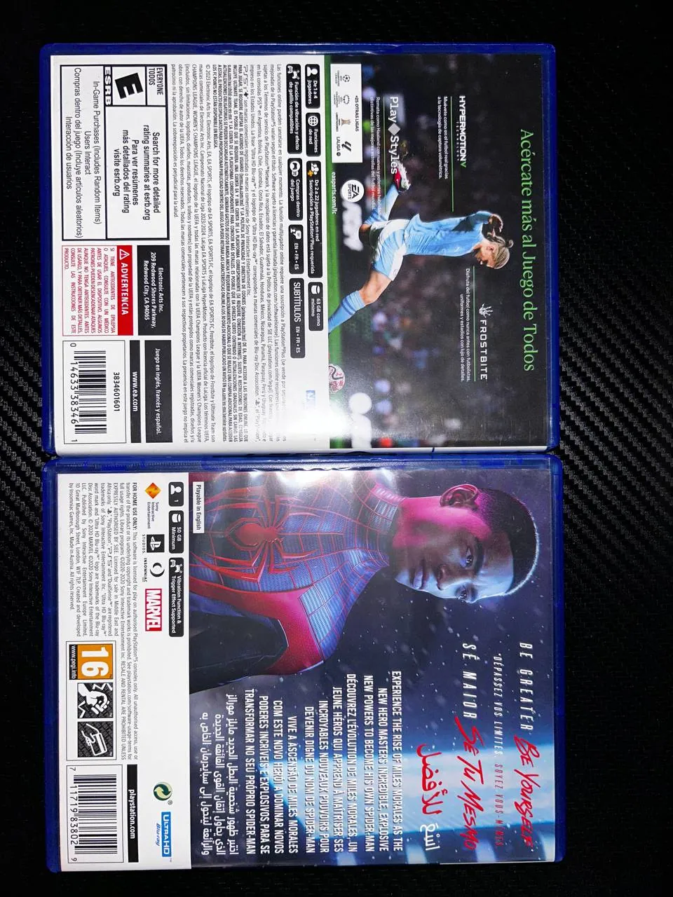 Диски игр для PS5, FC24 и Spider-Man 2
