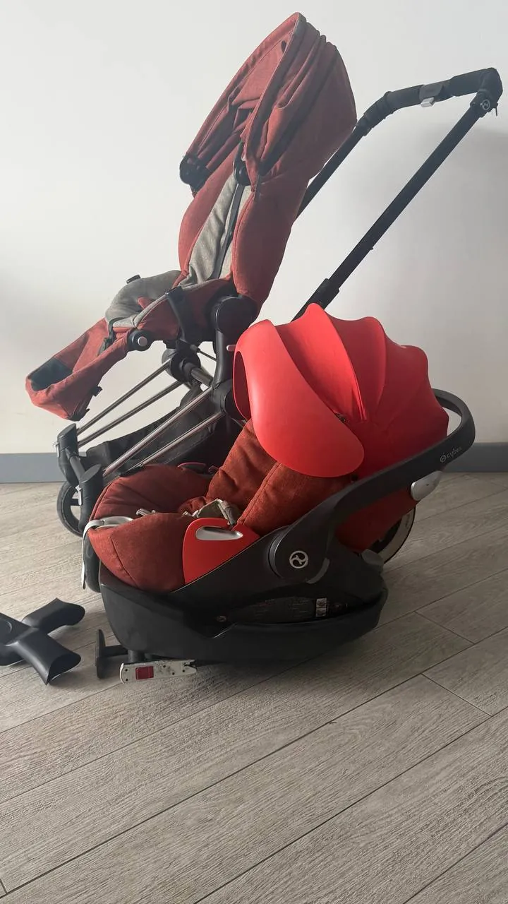 Коляска Cybex Priam Platinum красная 2