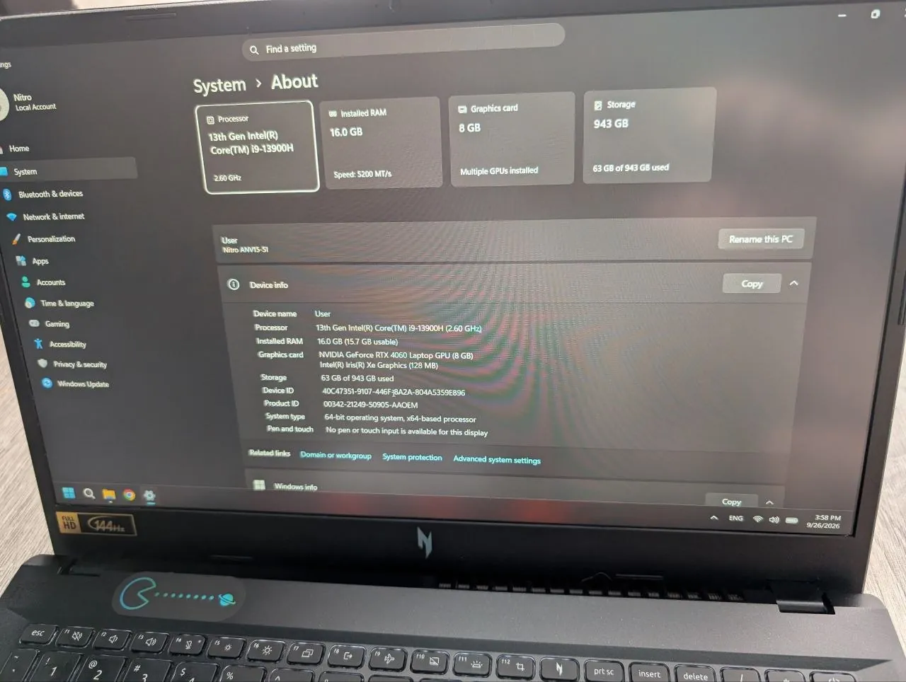 Игровой ноутбук Acer Nitro V15 1