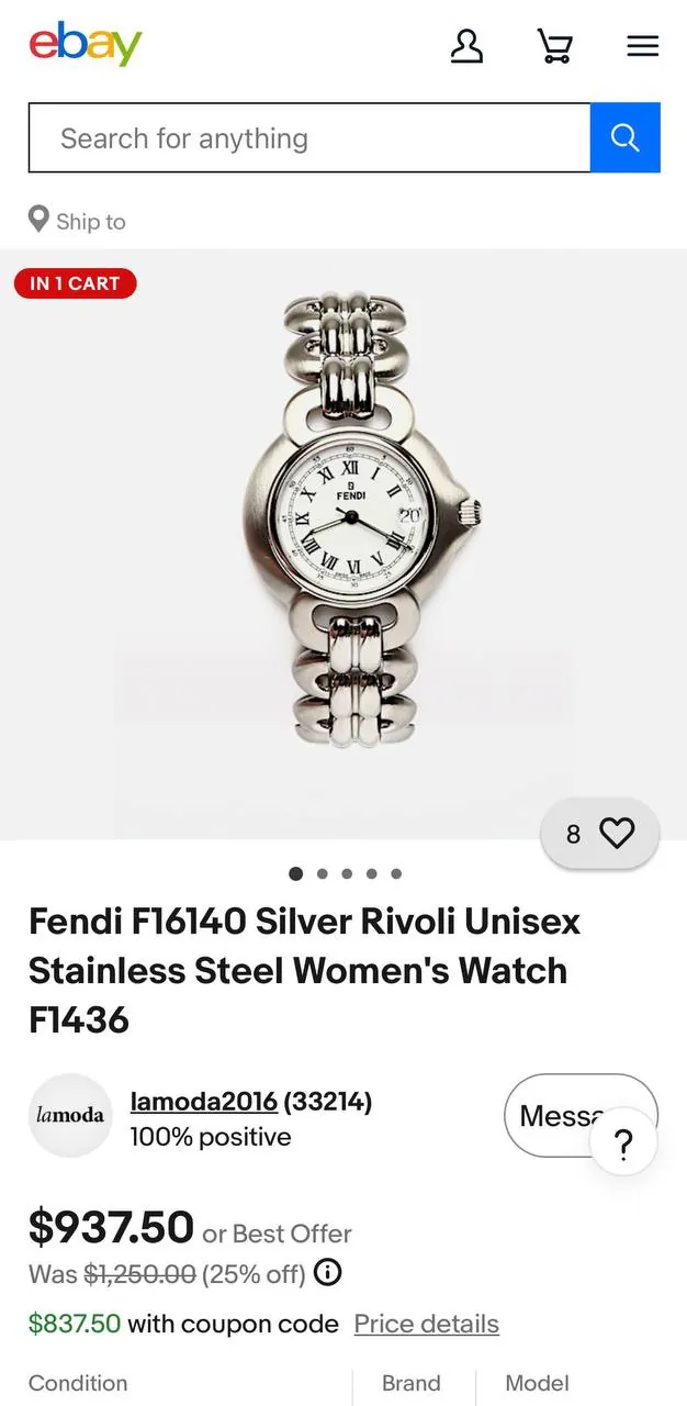 Часы Fendi Rivoli 1800G с браслетом 8