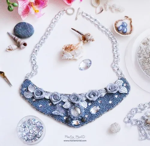 Колье Silver Rose ручная работа 1
