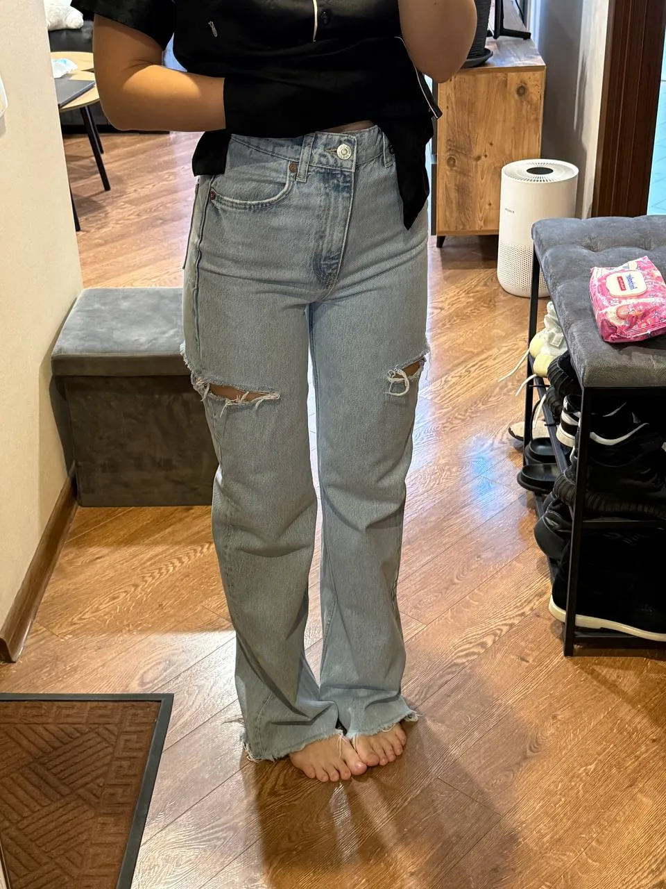 Джинсы с разрезами Zara XS S 1